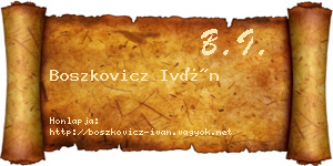 Boszkovicz Iván névjegykártya